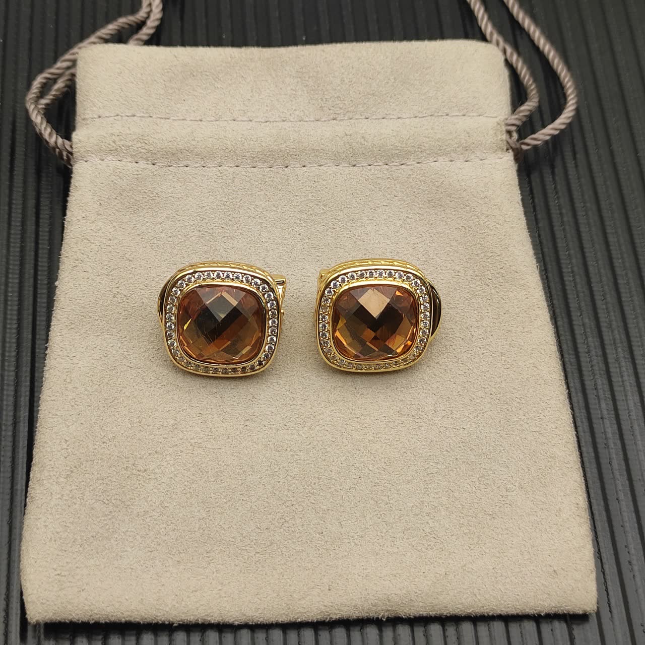 David Yurman Citrine & Diamond Cable Collectibles Clip-On Earrings